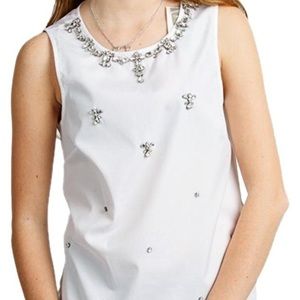 NWT J. Crew Jeweled White Cotton Shell